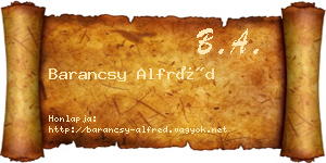 Barancsy Alfréd névjegykártya